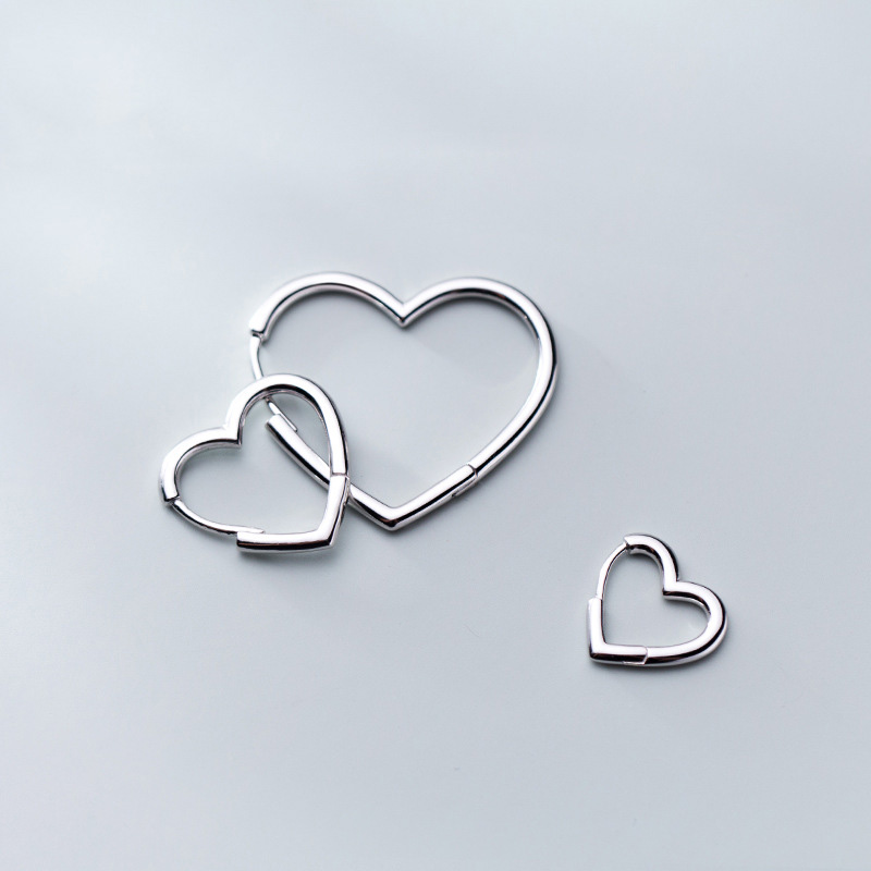 

925 Sterling Silver Love Heart Hoop Earrings for Women Fashion Elegant Ear Buckle Girlfriend Gift Valentines Femme S925 Jewelry