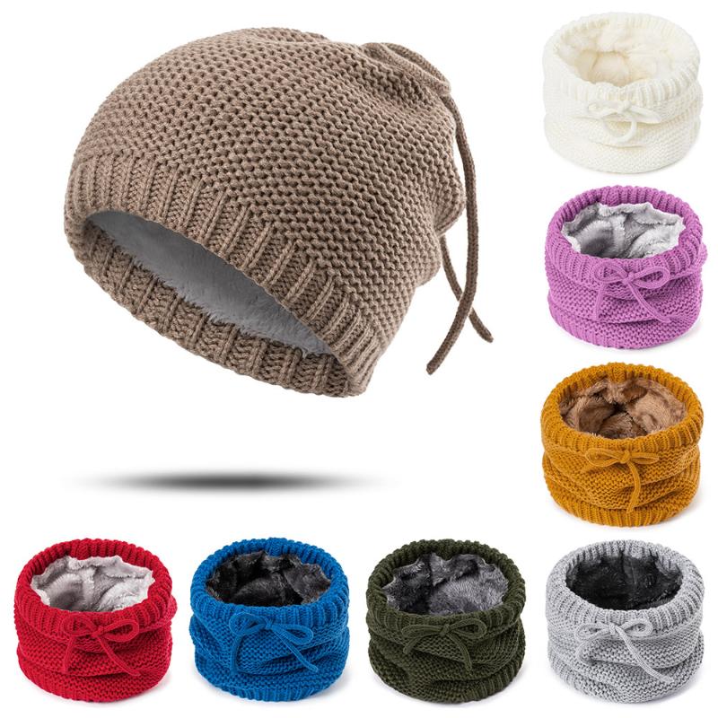 

Fashion Dual Use Scarf Women's Winter Scarf Knitted Cotton Ring Neckchief Female Neck Rope Plus Velvet Scarves Collar