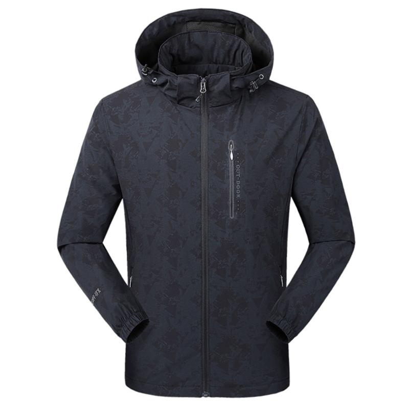 

Women Men Mountain Hiking Jackets Detachable Hood Windproof Spring Summer Breathable Running Rain Jacket, Black