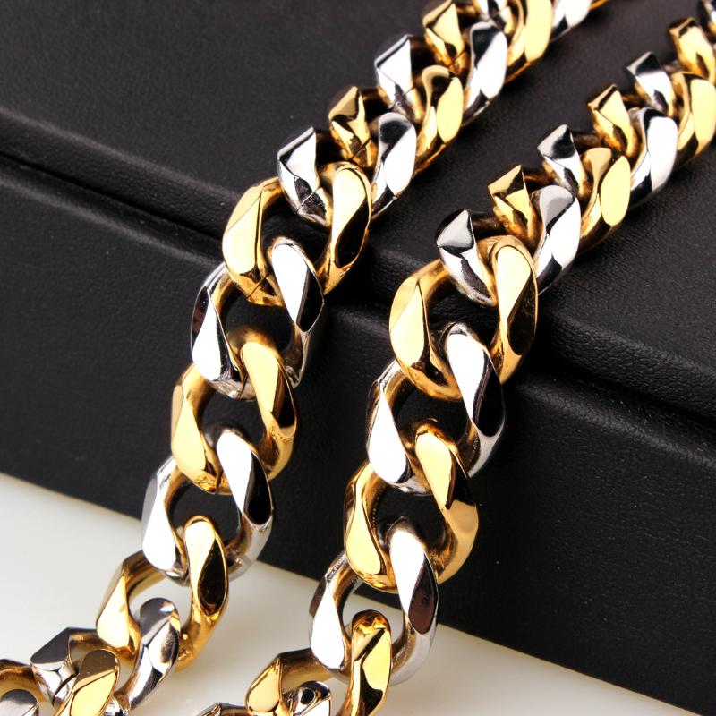 

Men's 15mm Curb Cuban Link Chain Necklace Hip hop Stainless Steel Chains For Men And Women Hip Hop Jewelry