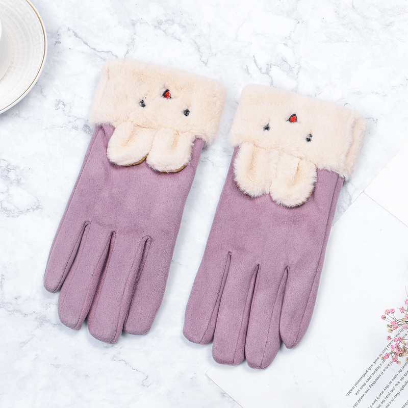 

Winter Female Gloves Touch Screen Cycling Warm Outdoor Gloves Women Pattern Full finger Suede Fabric Winter
