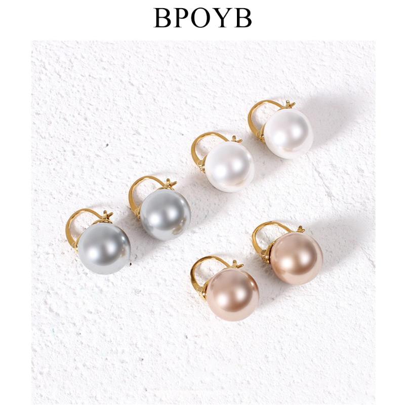 

BPOYB Best Selling Chic Fashion Round Pearl Earrings White Gray Champagne Minimalist Jewelry High Quality Gold Hook For Women