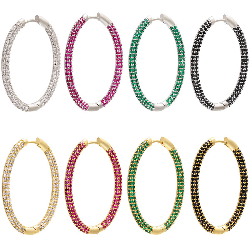 

Hoop & Huggie 1piece 2021 Small Earrings Women Multiplecolor Heart/oval CZ Crystal Party Jewelry