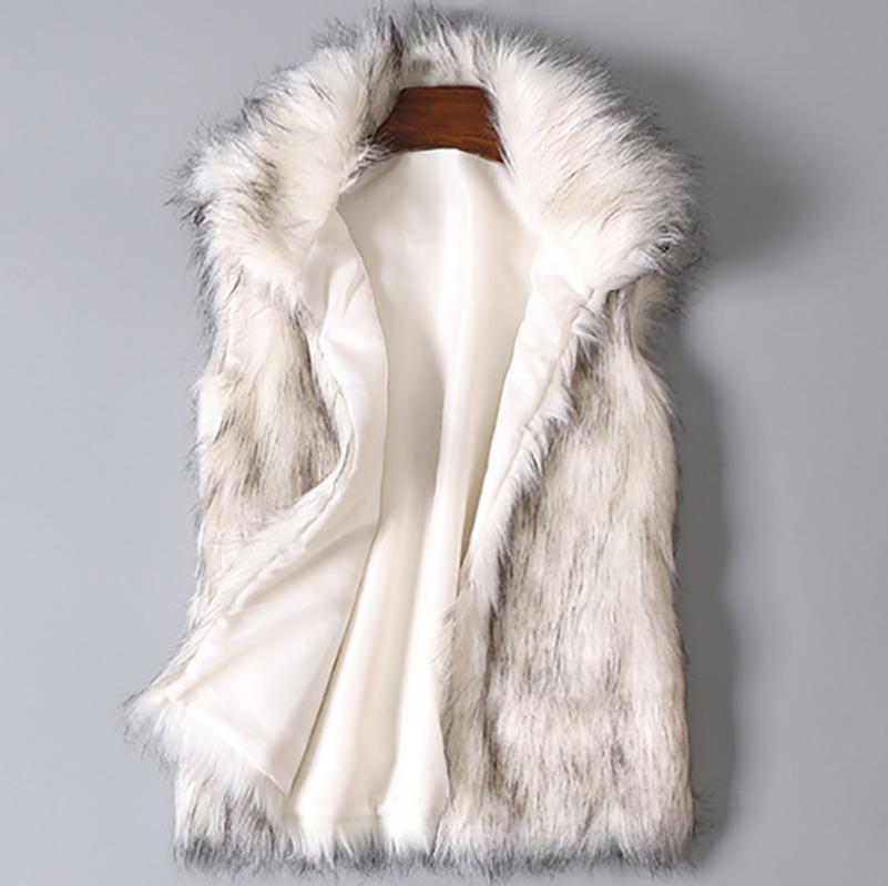 

Women' Furry Faux Fur Vest Stand Collar Faux Fur Coat Vest Jacket Winter Jacket Women casaco feminino, White