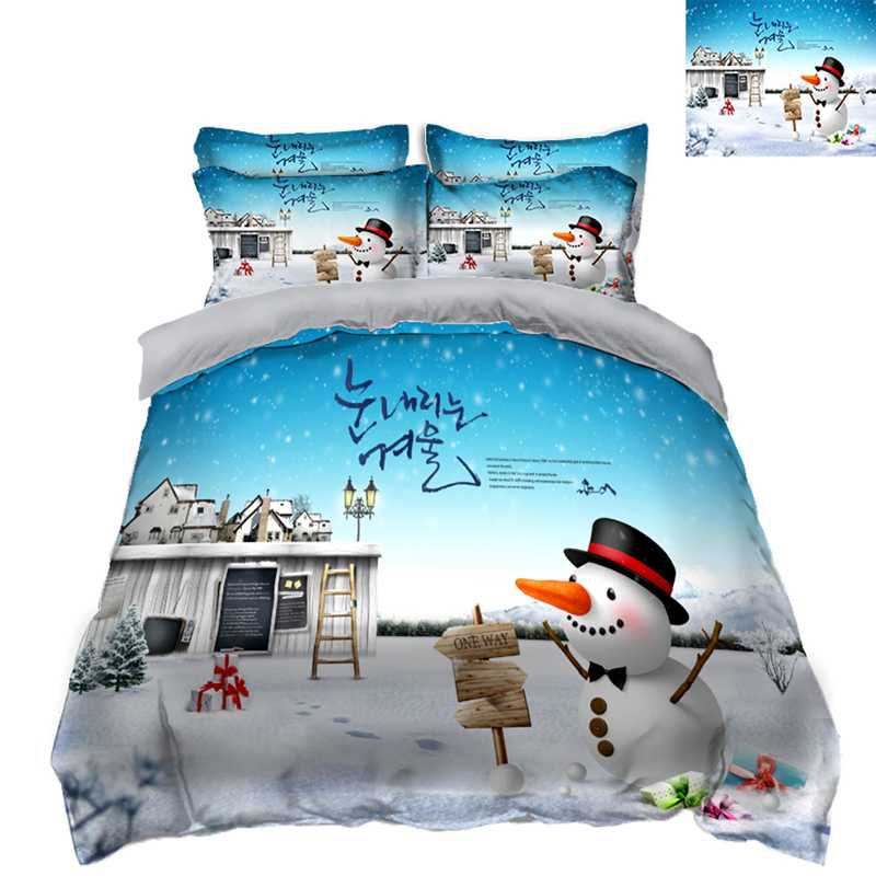 

Cute Christmas Snowman Print Bedding set Soft Fabric Comforter Bedding sets Home Textile Quilt Cover Double sets CPS-032, Bps-053