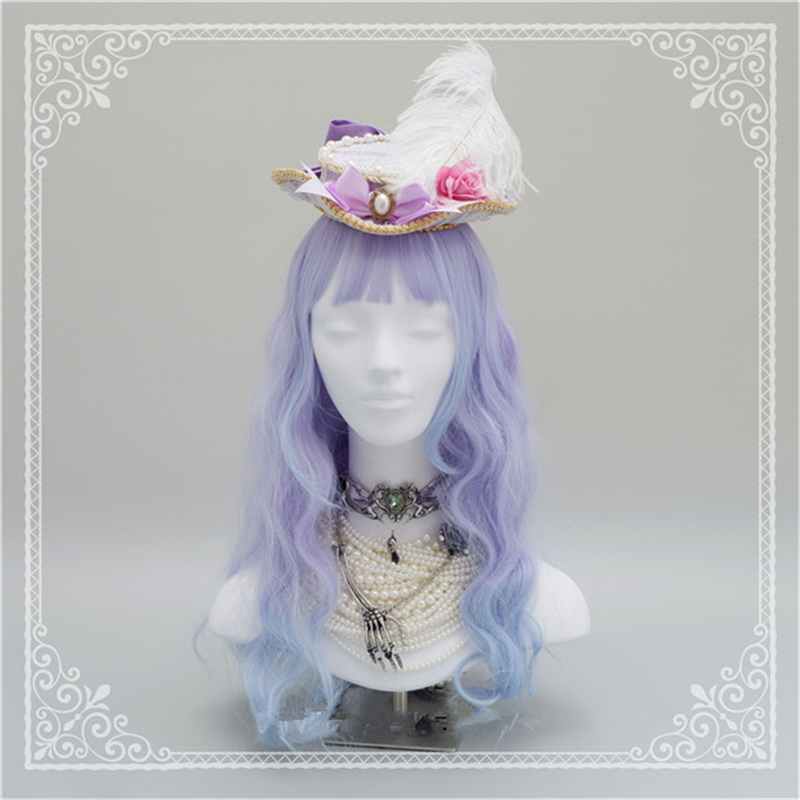 

Deluxe Mini Tricorner Hat - Lolita Party, Historical Costume Dress-up Headdress, Blue