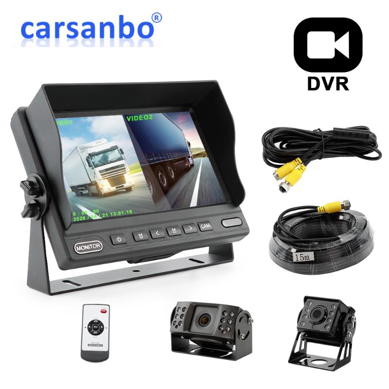 

7inch U bracket monitor 1024*600 IPS with 2CH recorder(Front 1080P .Rear 720P )7 inch Vehicle Reverse Monitor For Bus Car