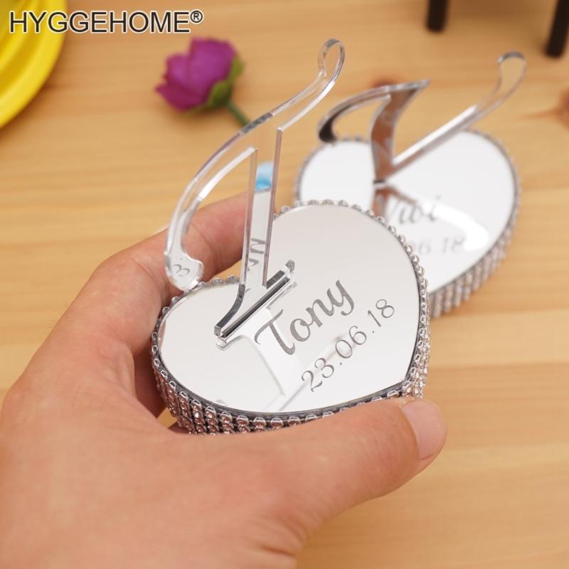 

2pcs 6cm Hearts With Letter Standing up Mirrored 2cm EVA With Rhinestones Personalized Custom Wedding Gift Home Decoration