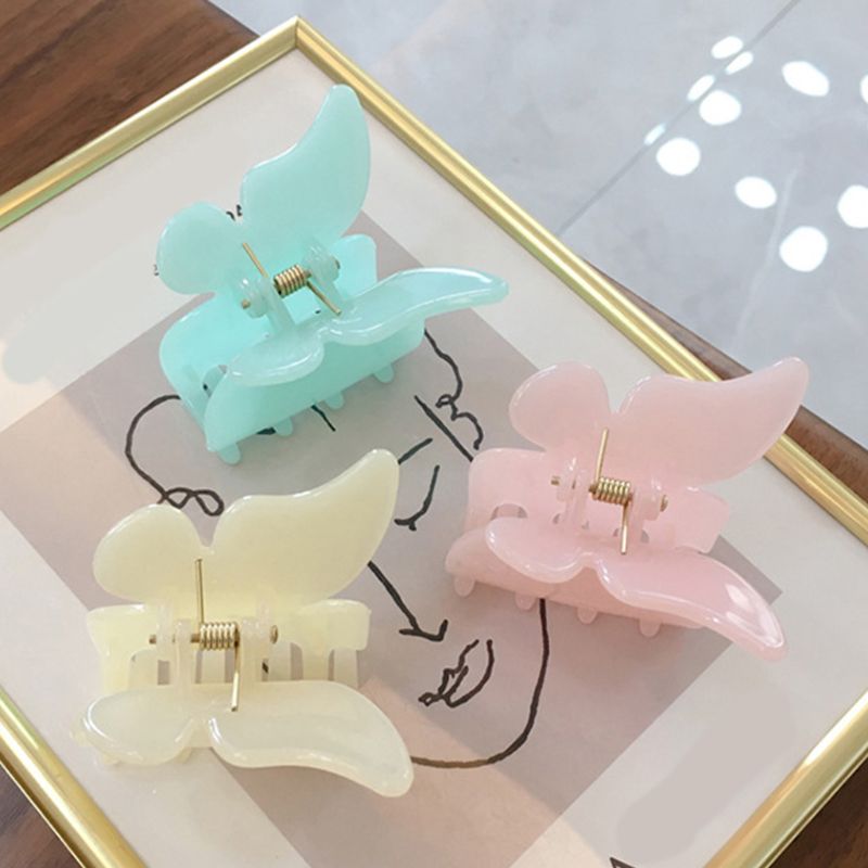

Women Butterfly Hair Claw Jaw Clip Jelly Candy Color Acrylic Ponytail Barrettes