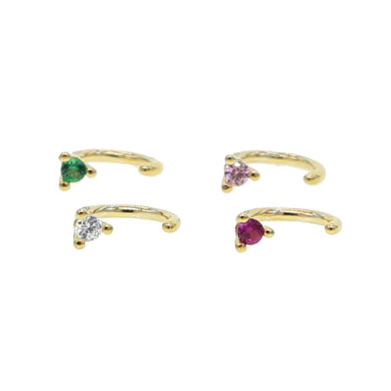 

Hoop & Huggie Er Real 925 Sterling Silver Piercing Earrings 4 Colors Round Birthstone Cz Minimalist Small Earring For Women
