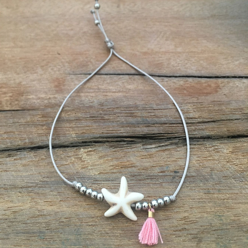 

Elastic Starfish Bead Bracelet Tassel Rope Chain simple Adjustable Pulseras Mujer Weaved Korean Trendy Accessories Friendship