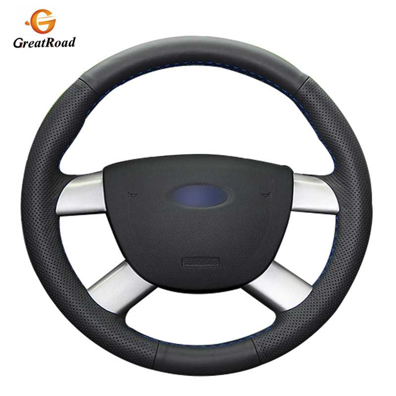 

Hand-stitched Black Genuine leather Steering Wheel Cover for Kuga 2008-2011 Focus 2 2005-2011 C-MAX 2007-2010