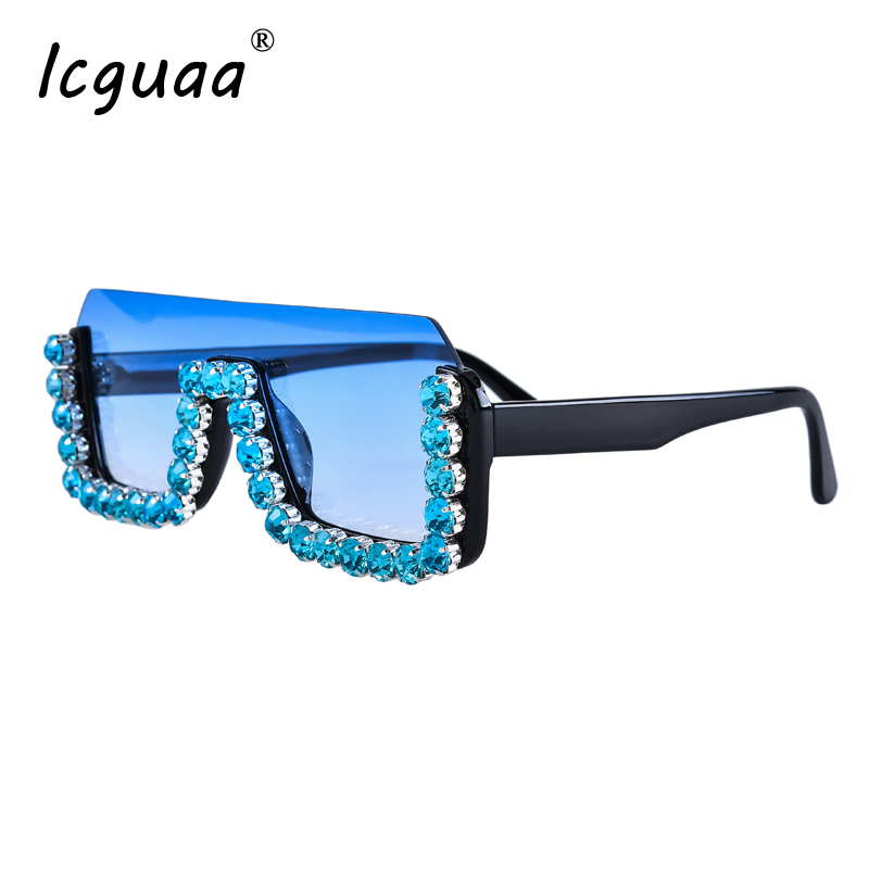 

Designer Sunglasses Women 2020 Crystal Men Diamond Square Rhinestone Sun Glasses Eyeglasses For Female Male UV400