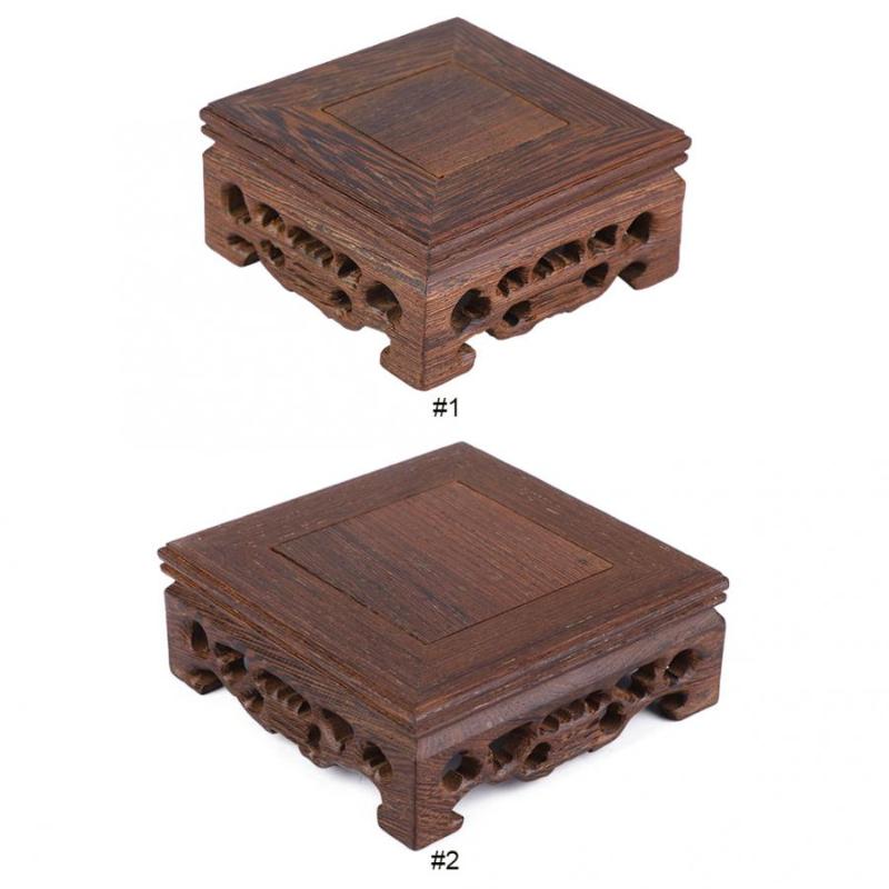 

Retro Tray Table Delicate Small Square Teapot Base Vase Decoration Solid Wood Bonsai Pedestal Wooden Base Serving Tray