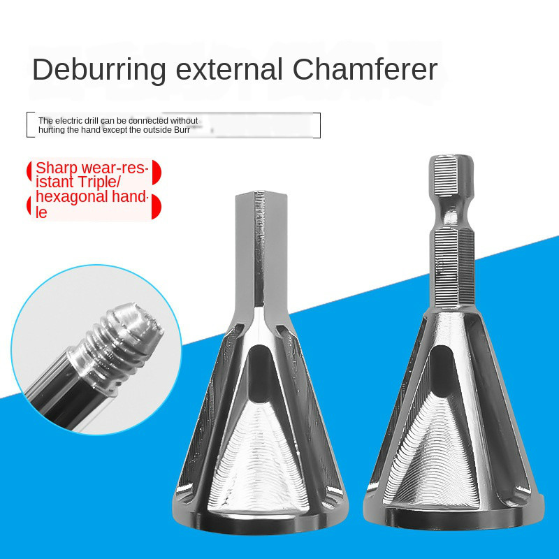 

1*PCS Metalworking Stainless Steel Deburring External Chamfer Tool Six Slots Triangle Shank Removing Burr Tool Silver