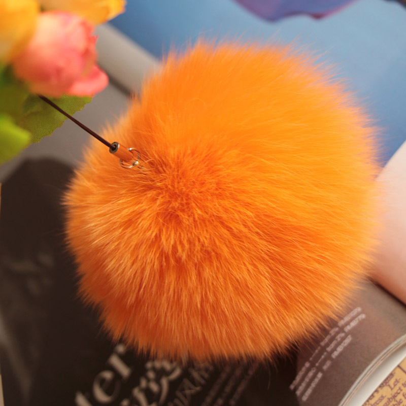 

10cm Nature Genuine Fur Ball Pom Pom Fluffy DIY Winter Hat Skullies Beanies Knitted Cap Pompoms F005-orange, White