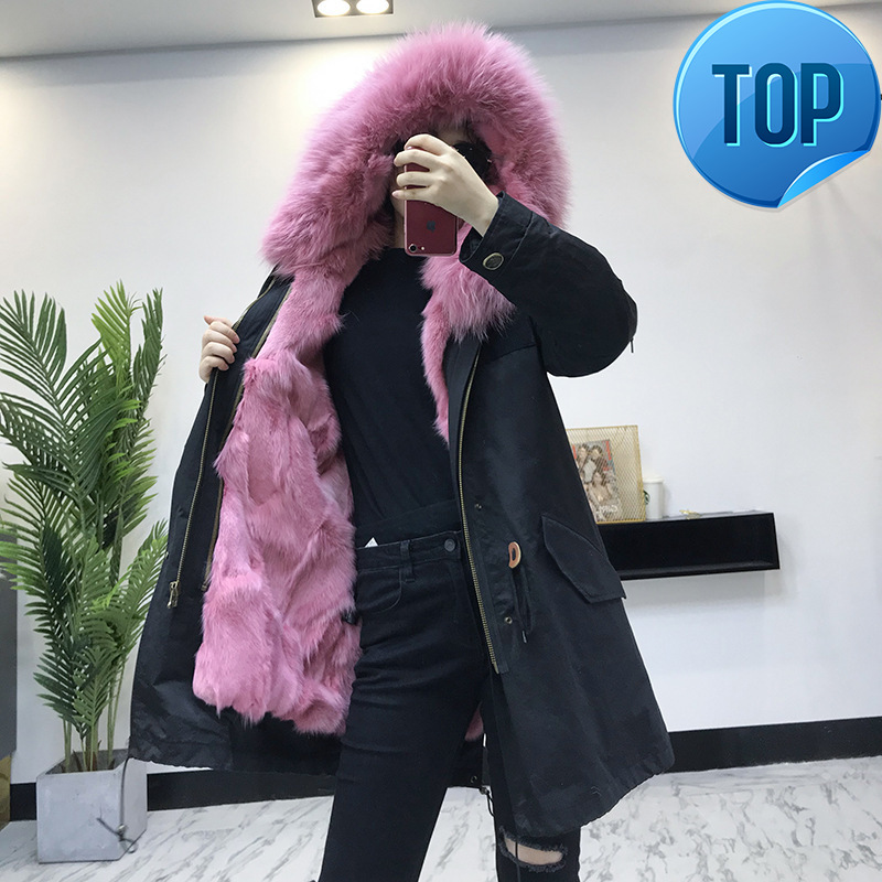 

Fur Coat Real Women Fur Coat Women Clothes 2020 Real Parka Warm Winter Manteau Femme WJ-801-1 YY1069, Red white
