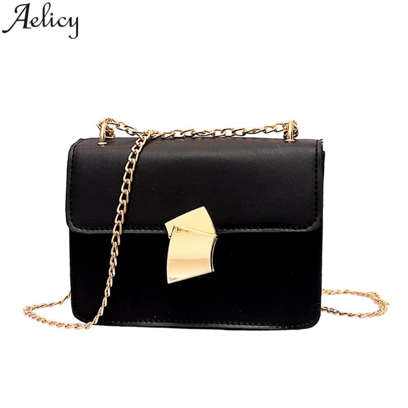 

Aelicy 2020 Women Messenger Bag Fashion simple Solid Color Cover Lock Shoulder Crossbody Phone Bag Bolsa Feminina Clutch Female, Wh