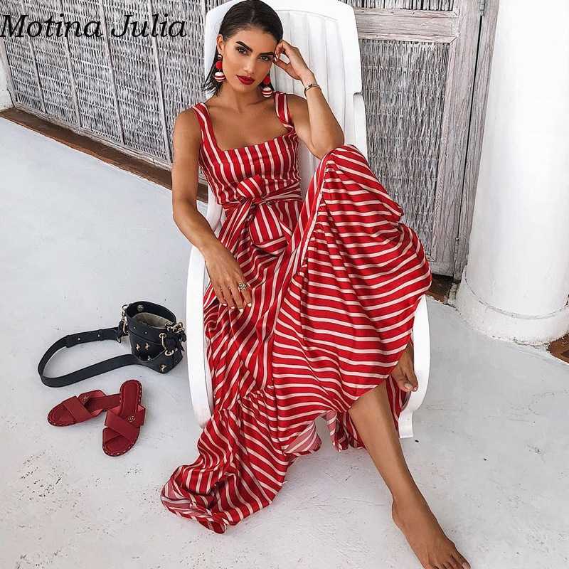 

Motina Julia Sexy strap long ruffle dress women Autumn party cool elegant maxi dress Strap red chic sundress female vestidos