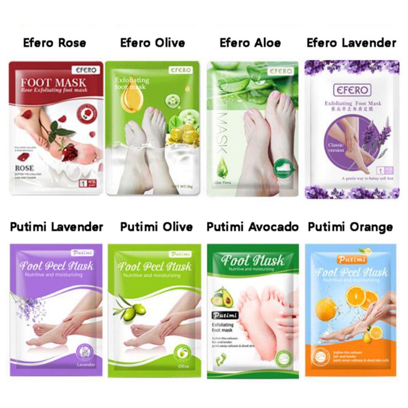 

Efero Putimi Exfoliating Foot Treatment Mask Pedicure Socks Exfoliation Aloe lavender Feet Masks Remove Dead Skin Heels Peeling