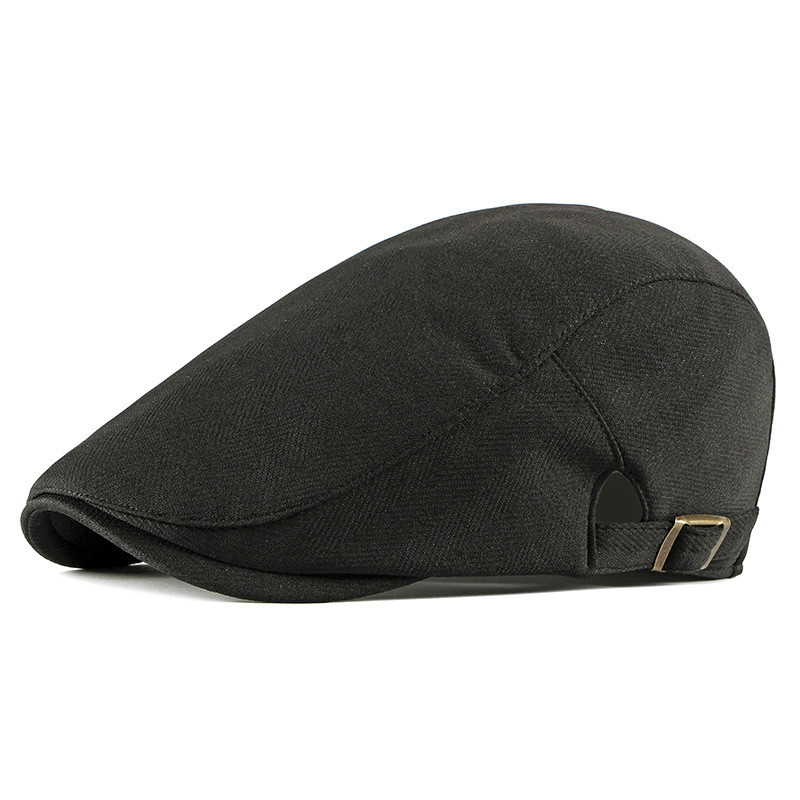 

Cap women's autumn beret men's universal British light plate forward cap tide, Black