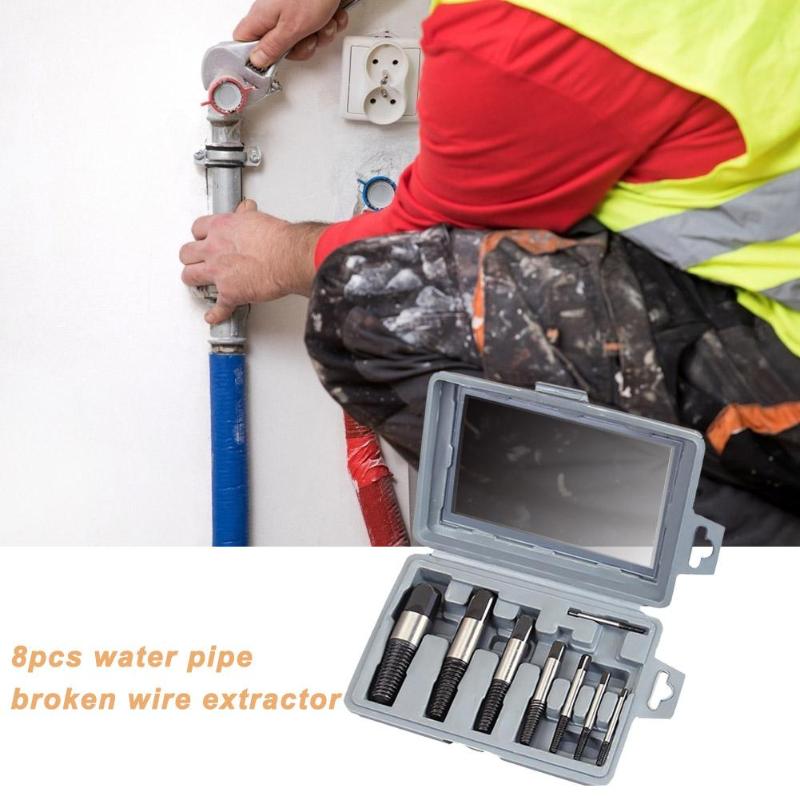 

8pcs Durable Water Pipe Broken Bolt Remover Gadgets Hand Tool Sets Damaged Faucet Triangle Valve Screw Extractor Drill Bit
