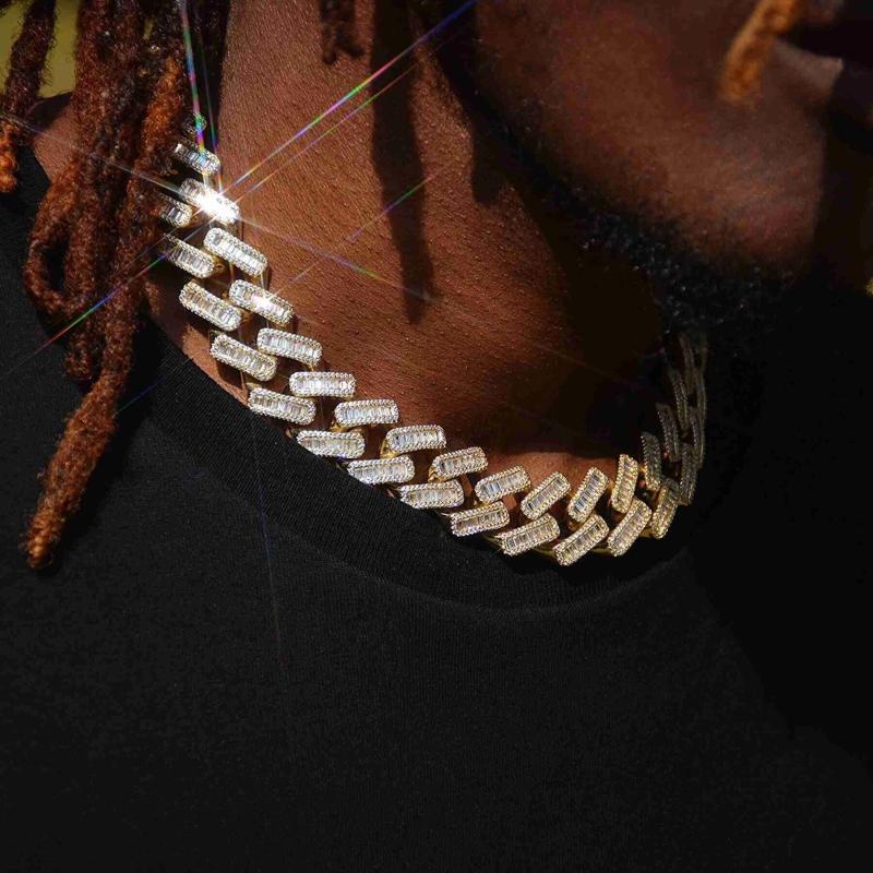 

New arrived hip hop rock mens necklace jewelry with high quality bling 5A cz paved 15MM width cuban chain long necklace for boys