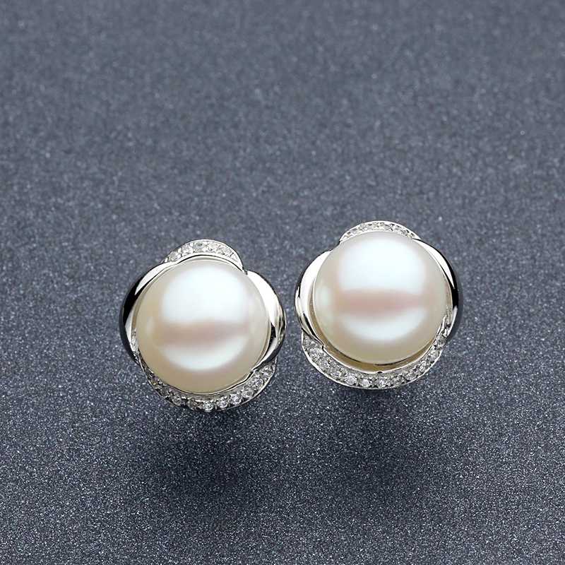 

Sinya Natural pearls stud earring for women girl wife in 925 sterling silver Pearls diameter 9mm new arrival Hotsale