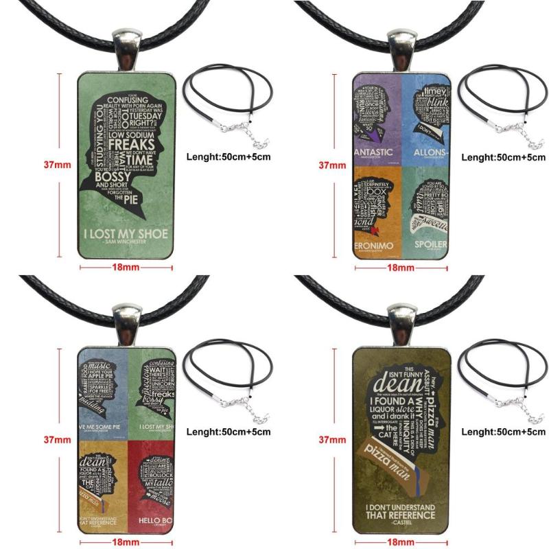 

Glass Pendant Necklace Handmade Half Pendant Rectangle Necklace For Women Handmade Girls Supernatural Inspired Quote