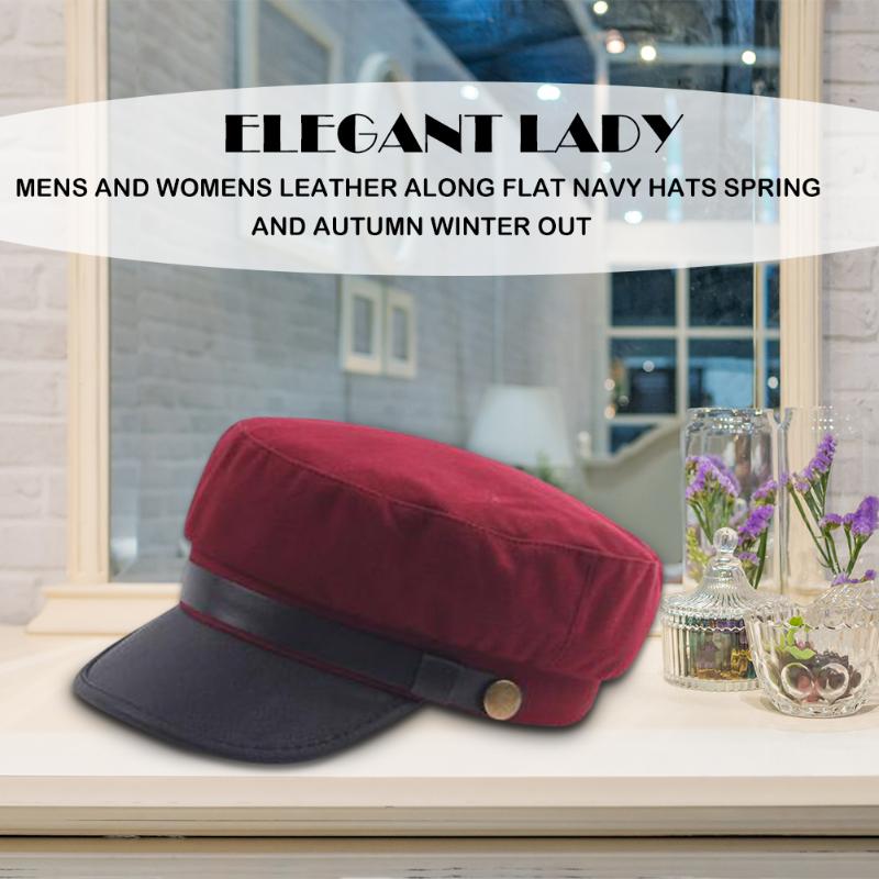 

Berets Fashion Splicing Color Autumn Cap Exquisite Design Elegant And Decent Style Women Men Cotton Octagonal Brim Hat, Black