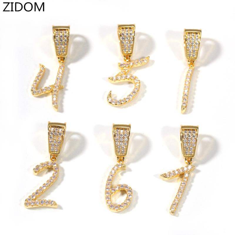 

Men Hip hop iced out 0-9 number Pendant Necklaces pave setting Zircon Hiphop pendants necklace charm jewelry for unisex gift