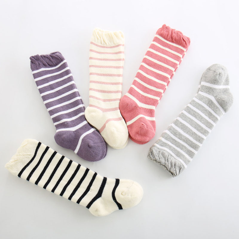 

Baby Girl Socks For Newborns Knee High Thick Socks Striped Long Tube Toddler Baby Cotton Warm Winter Kids Christmas
