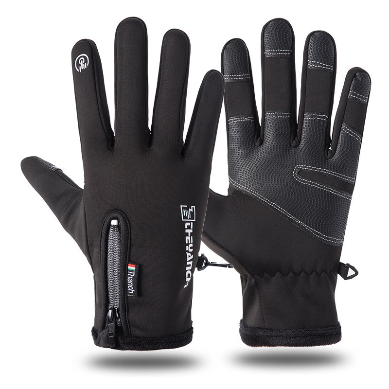 

Men Women Sports Fitness Non-slip Cycling Gloves Winter Plus Plush Thick Warm Touch Screen Motorcycle Zipper Ski Glove C57