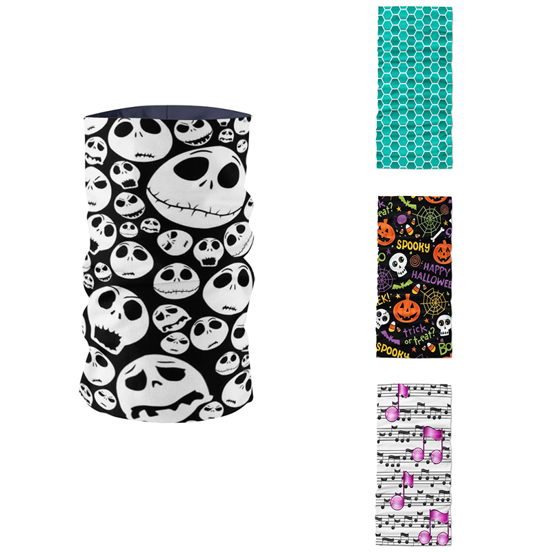 

New Fashion 3D Printed Women Headscarf Skull Pumpkin Note Halloween Gift Hijab Scarf Sports Cycling Mask Unisex Kerchief buffe