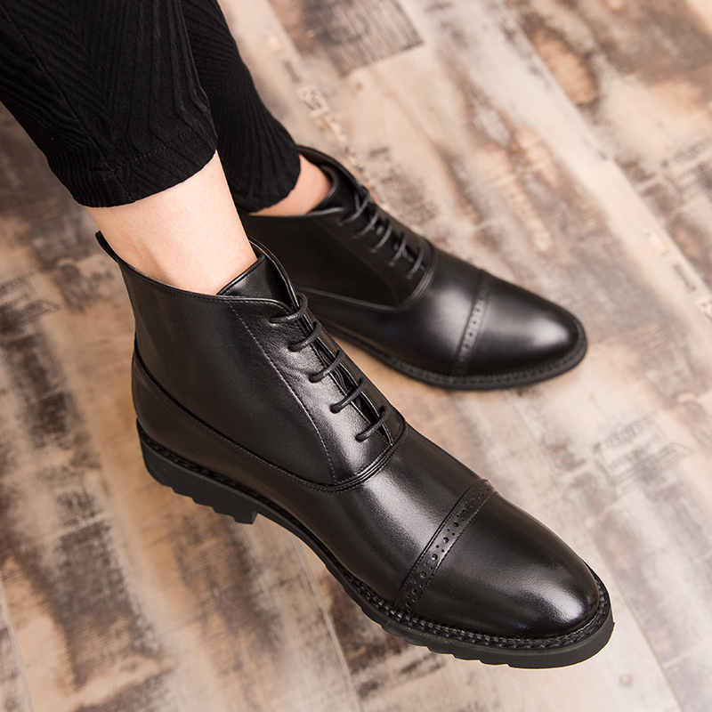 

Fashion Retro Ankle Leather Men Boots High-Top Side Zipper Tooling Black Brown Boots Outdoor Desert Fashion Men Shoes