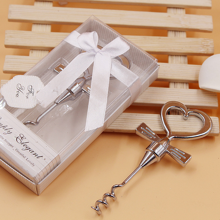 

Corkscrew Wine Stopper in White Gift Box For Wedding Party Guests Favor Gift