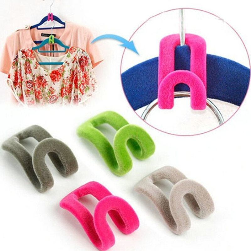 

New Arrive 10pcs/pack Creative Mini Flocking Clothes Hanger Easy Hook Closet Organizer Home Product PC879538