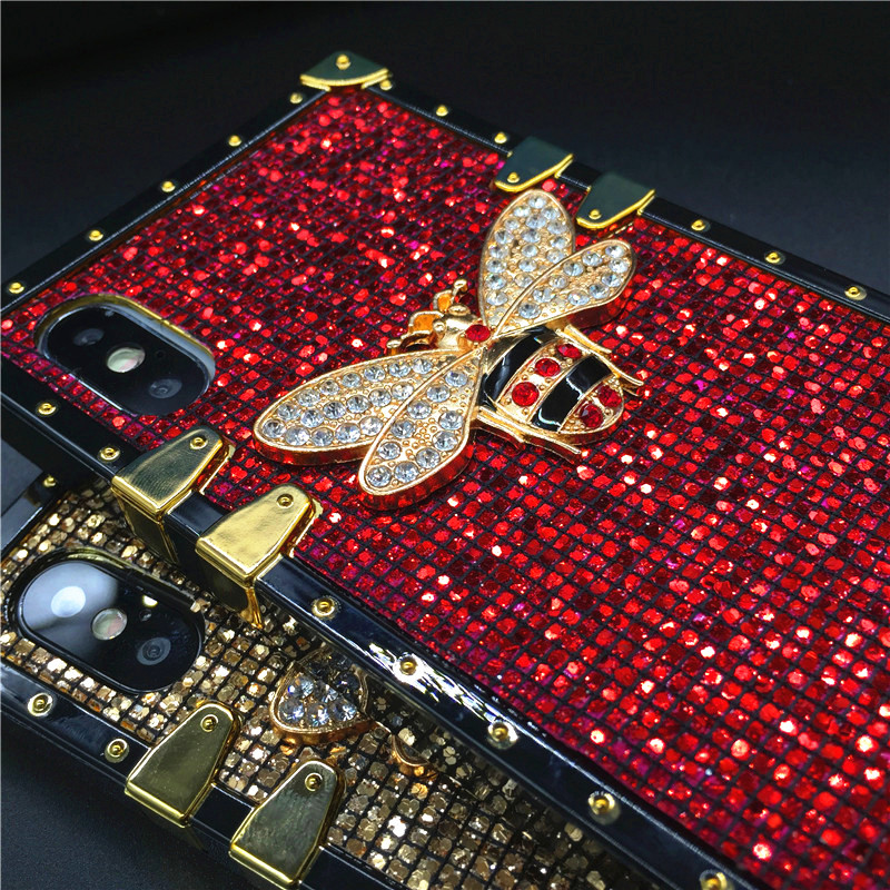 Luxury Glitter Square Phone Cover Bee Case For Samsung Galaxy S21 Ultra