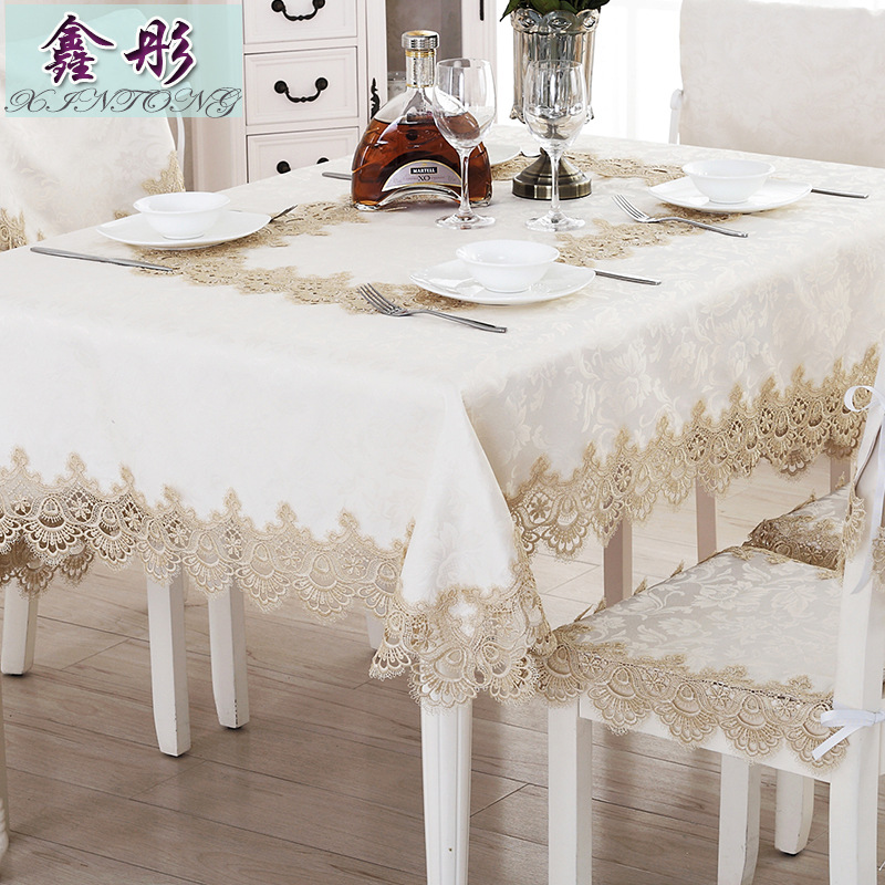 

Table Cloth Water Soluble Lace Sand Release Living Room Dining Household Necessities Soft Decoration, Cream-colored