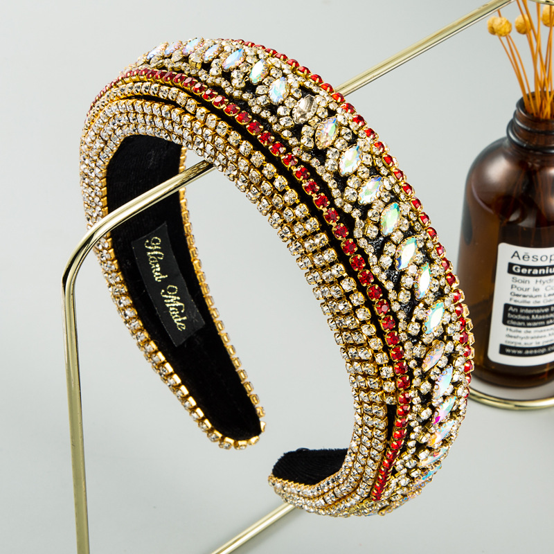 

Decai Full Crystal Baroque Tiara Headband Luxury Diamante Hairband For Women Bridal Padded Wedding Headdress Hair Accessories