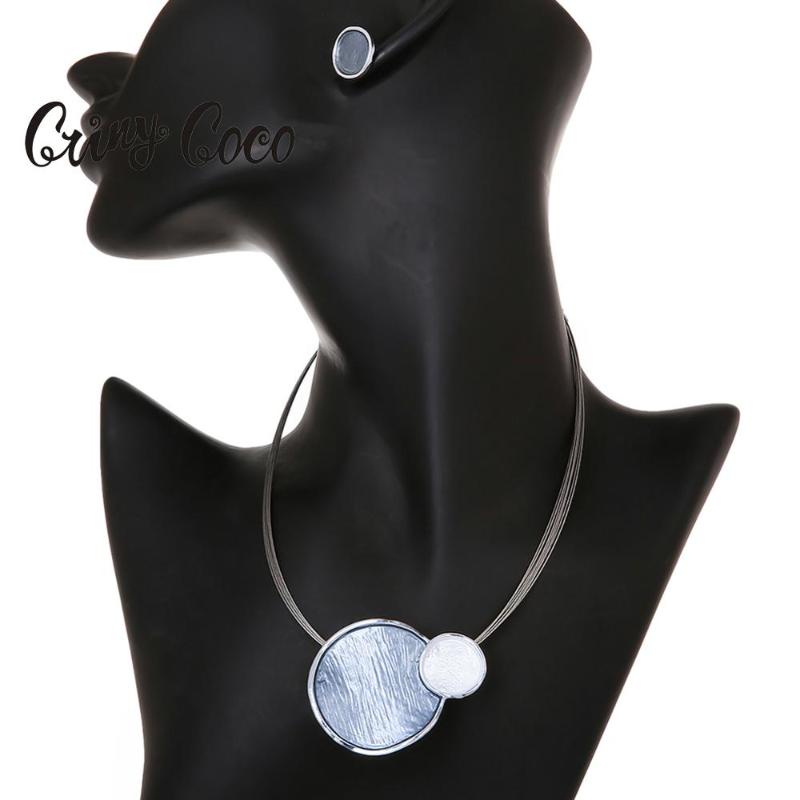 

Cring Coco Simple Design Double Circle Pendant Necklaces for Women and Girls Party Wedding Jewelry Popular Alloy Choker Necklace