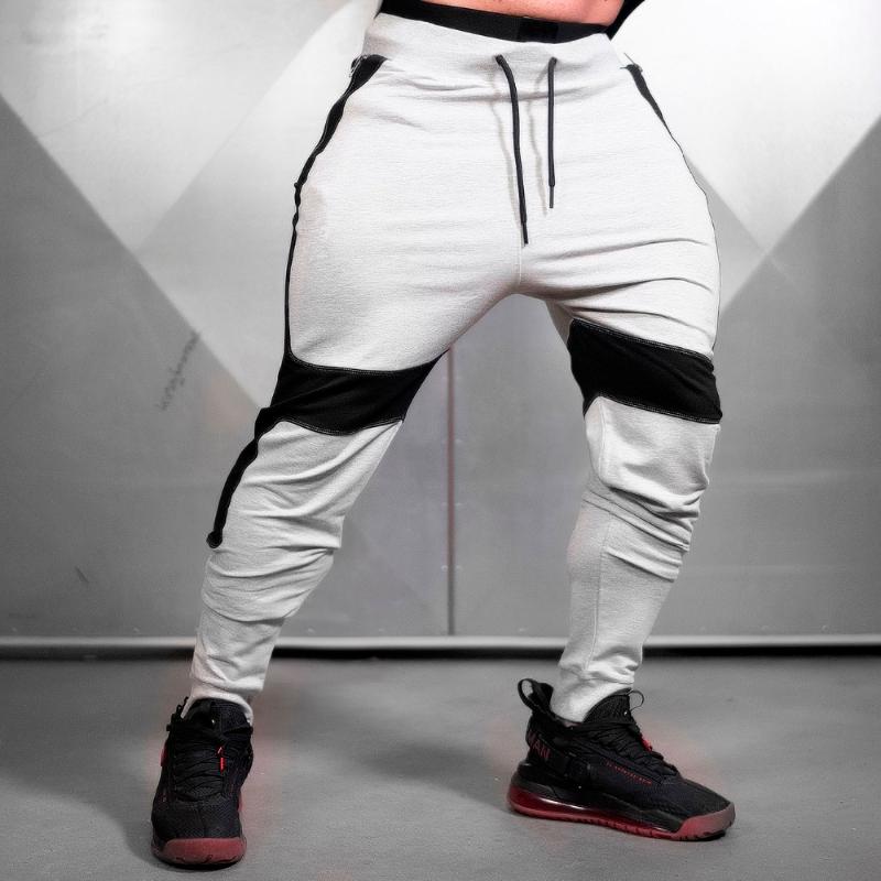 

Sport Fitness Pants Mens Outdoor Gym Running Drawstring Sportswear Loose Training Pants Patchwork Sweatpants Leisure Trousers, Black