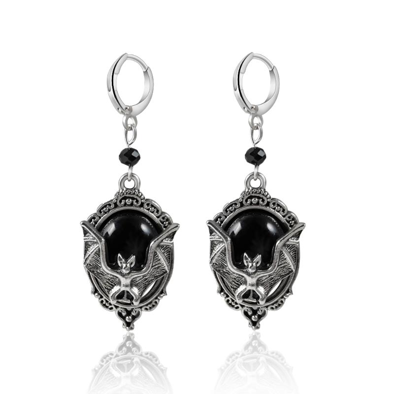 

Halloween Jewelry Gifts Punk Gothic Bat Earrings Necklace Personality Vintage Fashion Animal Drop Dangle Earrings for Women Girl, As pic