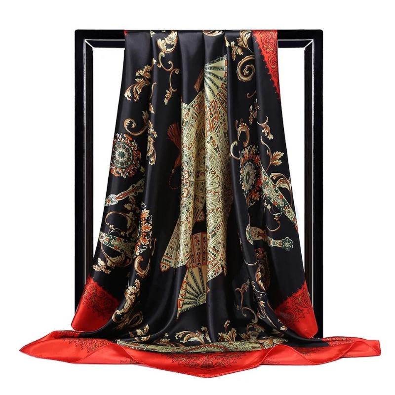 

fashion 90cm Square women chiffon silk scarves office ladies neckerchief shawl Scarf foulard muffler bandanna Hijab wrap female