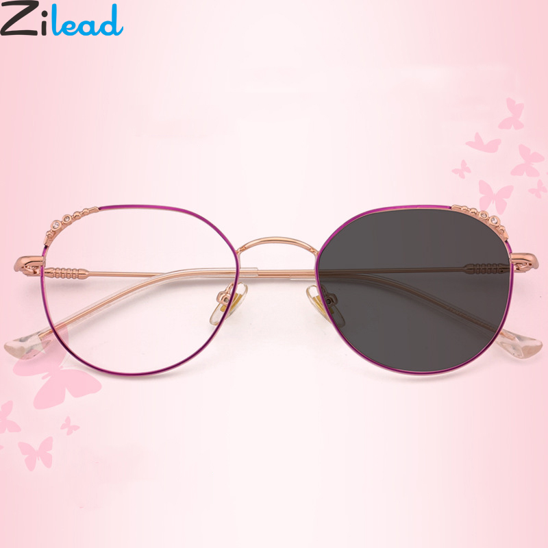 

Zilead Smart Bifocus Photochromism Sun Reading Glasses Alloy Crown Anti Blue Light Prebyopia Spectacle Hyperopia Eyewear Unisex