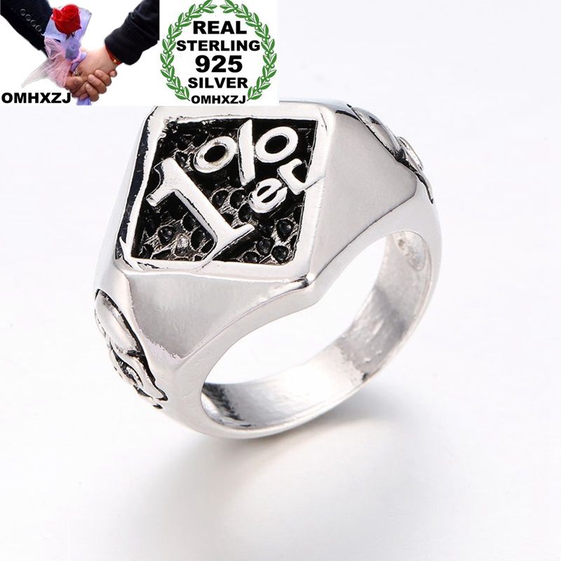 

OMHXZJ Wholesale European Fashion Man Party Wedding Gift 1% Square Black 925 Sterling Silver 18KT Yellow Gold Ring RR391