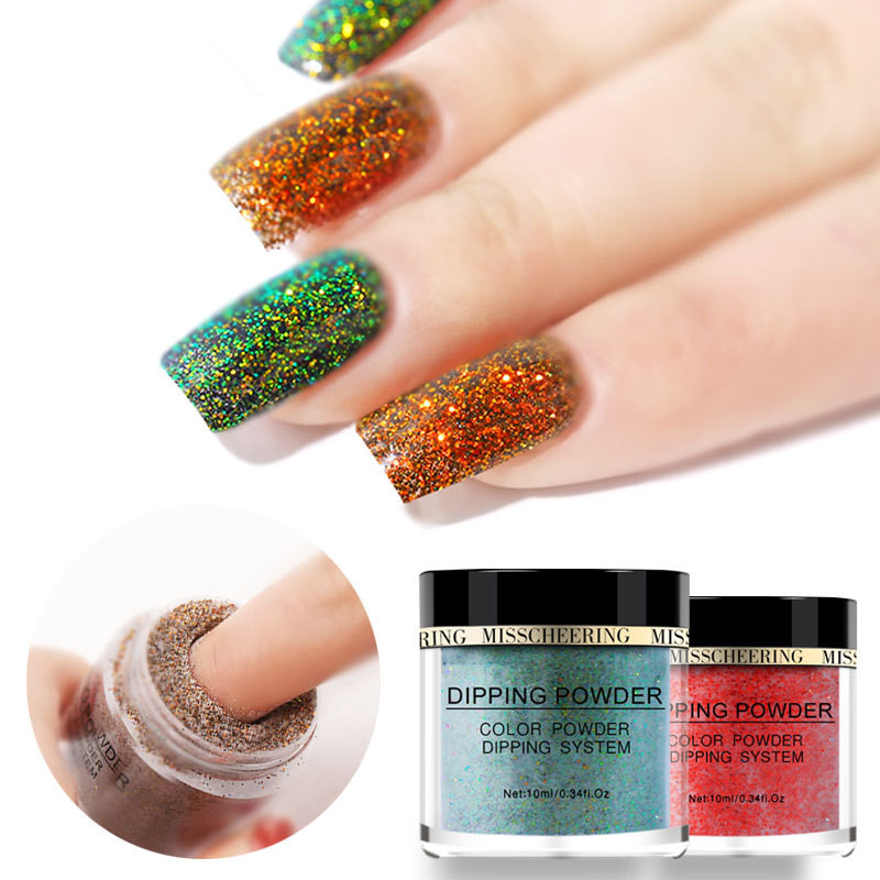 

1pot Holographic Dip Nail Powders Gradient Dipping Glitter Decoration Lasting than UV Gel Natural Dry Without Lamp Cure New