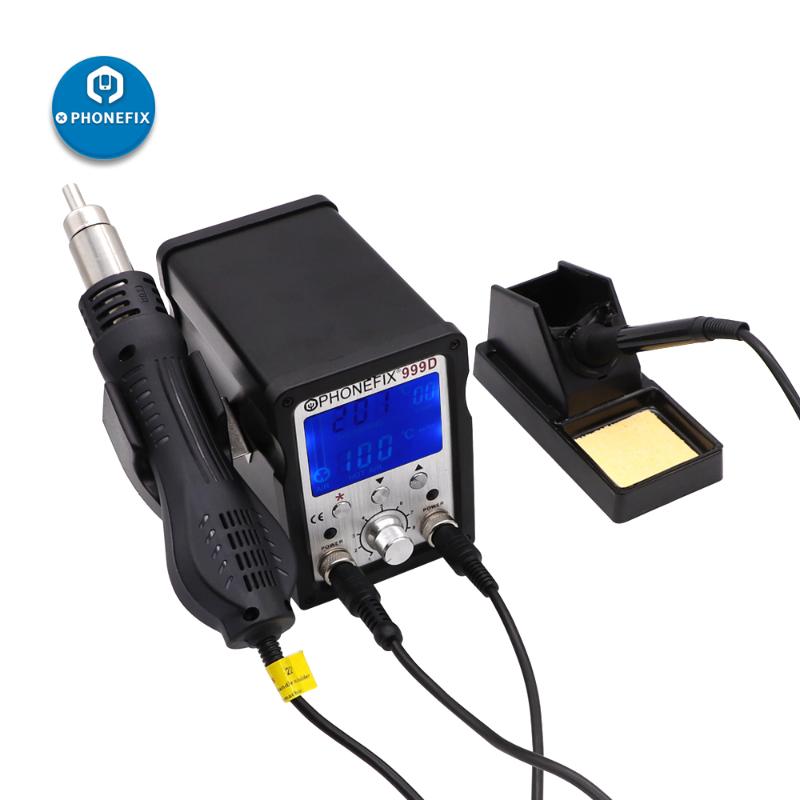 

PHONEFIX 999D 2 in 1 Soldering Station Hot Air Gun Solder Iron Lead-Free SMD BGA Rework Station Phone PCB IC CHIP Welding Tools