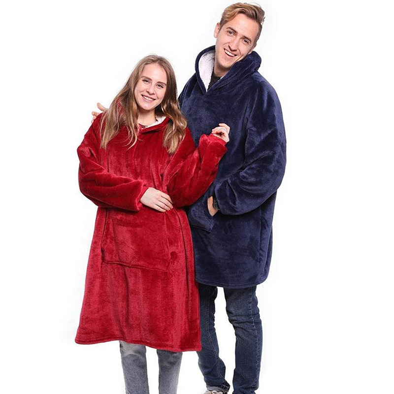 Women Sleepwear Robe Plush Bathrobe Fleece Hooded Sherpa Robe Sleepwear Homewear Warm Hooded Blanket Adult Kids-image-584734572