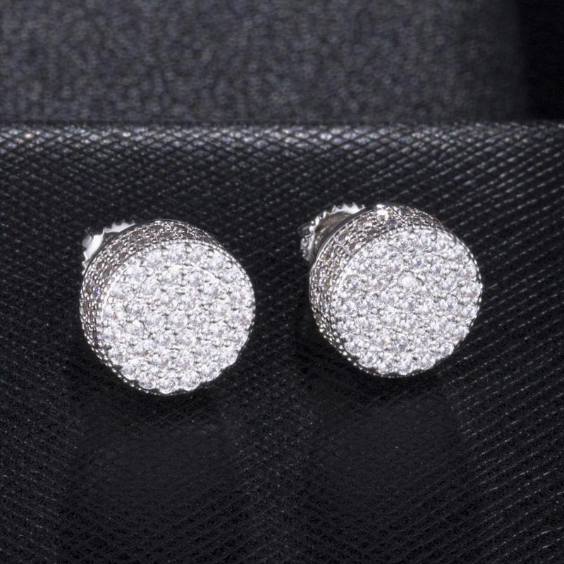 

Gold Iced out Round Shape Stud Earring for Men boys with Hip Hop style Fashion Jewelry and Punk Street wear With CZ Cubic
